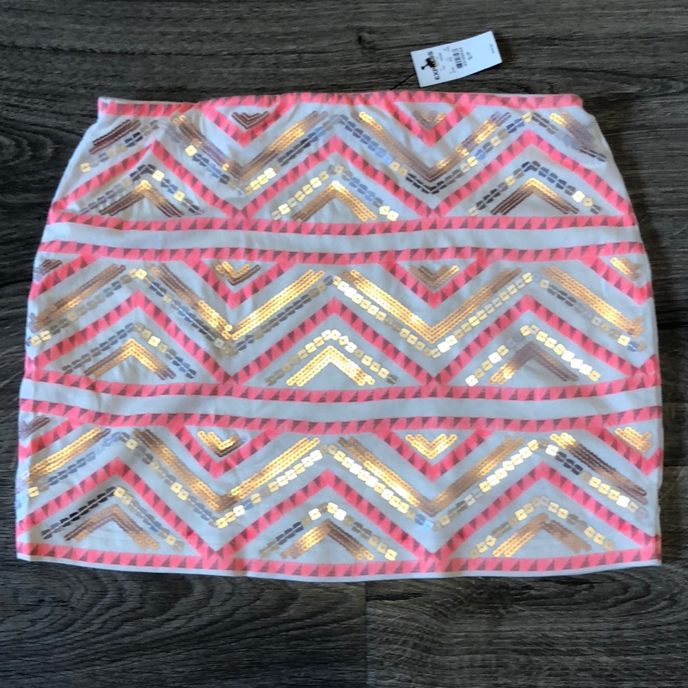 Express bright pink sequences mini skirt brand new